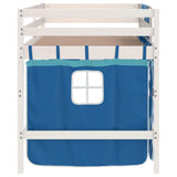 Kids' Loft Bed with Curtains without Mattress Blue 90x200cm