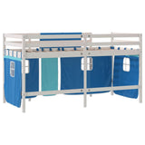 Kids' Loft Bed with Curtains without Mattress Blue 90x200cm