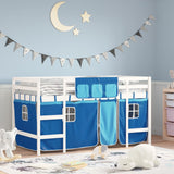 Kids' Loft Bed with Curtains without Mattress Blue 90x200cm