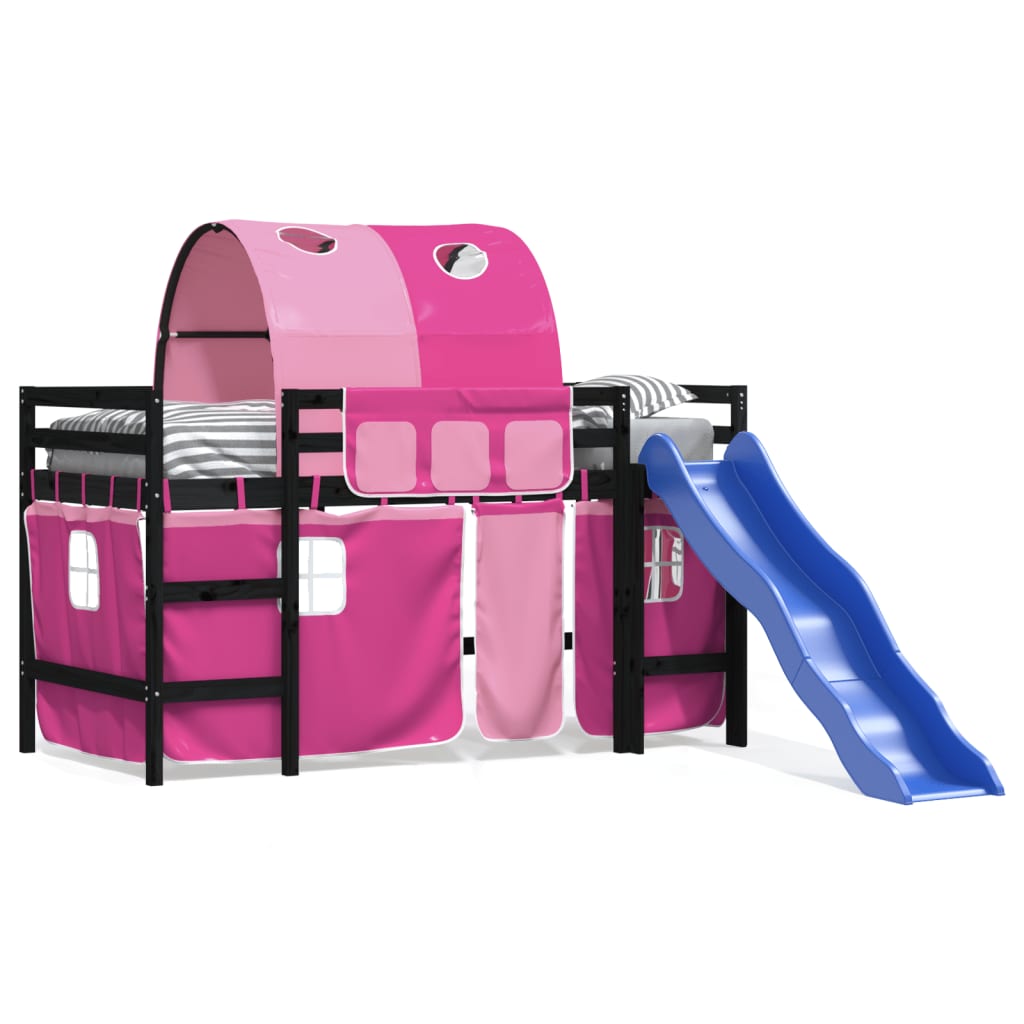 Kids' Loft Bed with Tunnel without Mattress Pink 90x200 cm