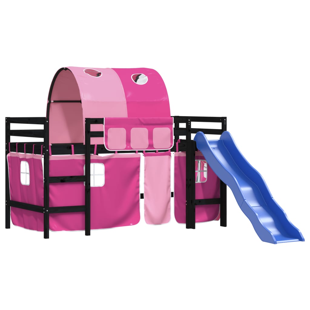 Kids' Loft Bed with Tunnel without Mattress Pink 90x200 cm