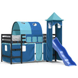 Kids' Loft Bed with Tower without Mattress Blue 90x200 cm