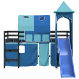 Kids' Loft Bed with Tower without Mattress Blue 90x200 cm