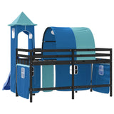 Kids' Loft Bed with Tower without Mattress Blue 90x200 cm