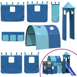 Kids' Loft Bed with Tower without Mattress Blue 90x200 cm