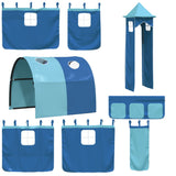 Kids' Loft Bed with Tower without Mattress Blue 90x200 cm