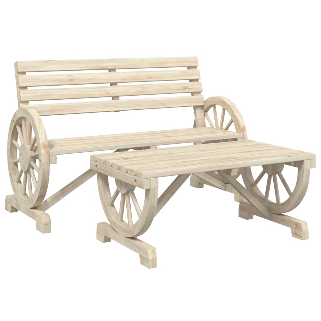 2 Piece Garden Lounge Set Solid Wood Fir