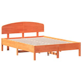 Bed Frame without Mattress Wax Brown 140x190 cm Solid Wood Pine