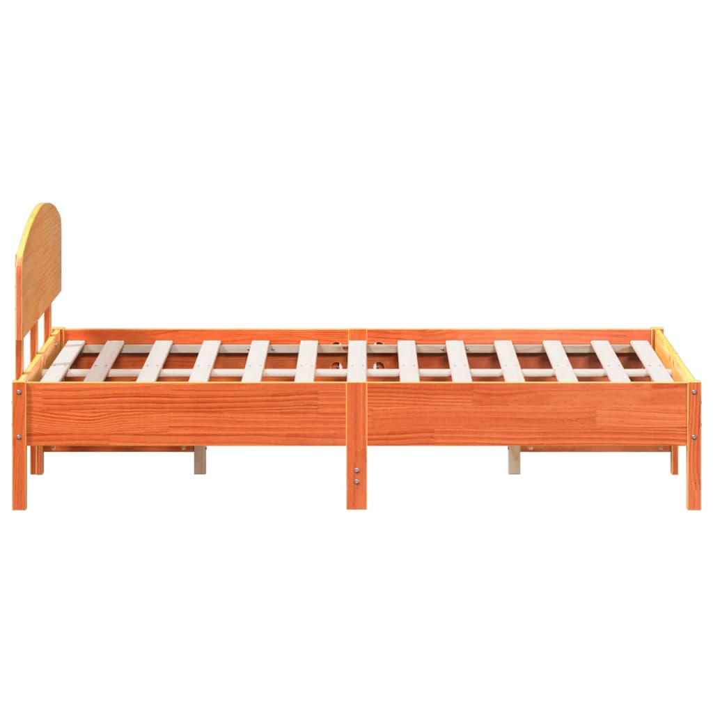 Bed Frame without Mattress Wax Brown 140x190 cm Solid Wood Pine