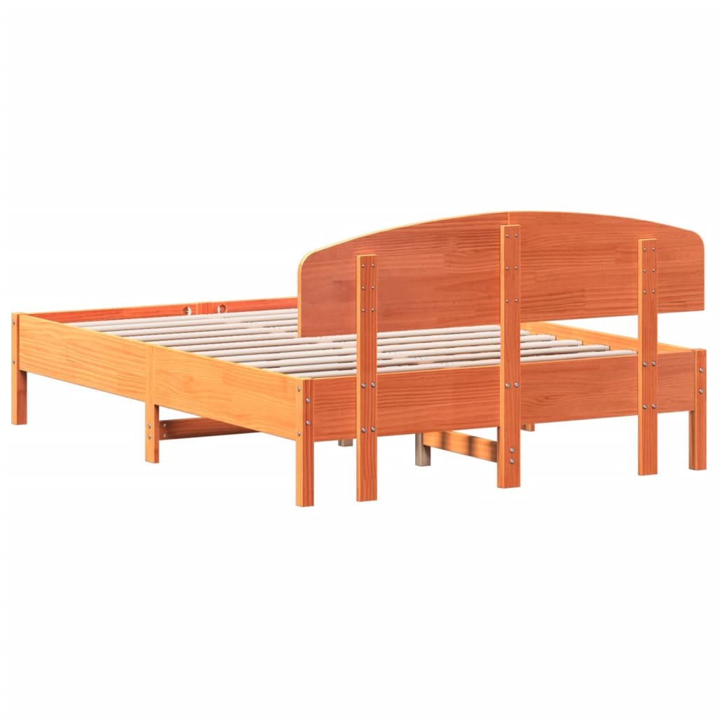 Bed Frame without Mattress Wax Brown 140x190 cm Solid Wood Pine