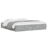 Bed Frame with Drawers without Mattress Concrete Grey 200x200 cm