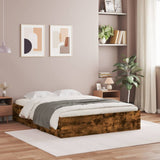 Bed Frame with Drawers without Mattress Smoked Oak 140x190 cm