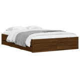 Bed Frame with Drawers without Mattress Brown Oak 120x190 cm Small Double