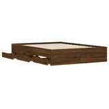 Bed Frame with Drawers without Mattress Brown Oak 120x190 cm Small Double