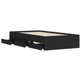 Bed Frame with Drawers without Mattress Black 90x190 cm Single