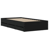 Bed Frame with Drawers without Mattress Black 90x190 cm Single