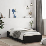 Bed Frame with Drawers without Mattress Black 90x190 cm Single