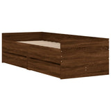 Bed Frame with Drawers without Mattress Brown Oak 90x200 cm