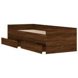 Bed Frame with Drawers without Mattress Brown Oak 90x200 cm