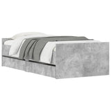 Bed Frame with Drawers without Mattress Concrete Grey 90x190 cm Single