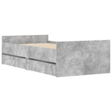 Bed Frame with Drawers without Mattress Concrete Grey 90x190 cm Single