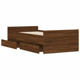 Bed Frame with Drawers without Mattress Brown Oak 90x190 cm Single