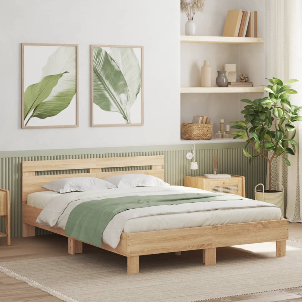 Bed Frame without Mattress Sonoma Oak 140x190 cm