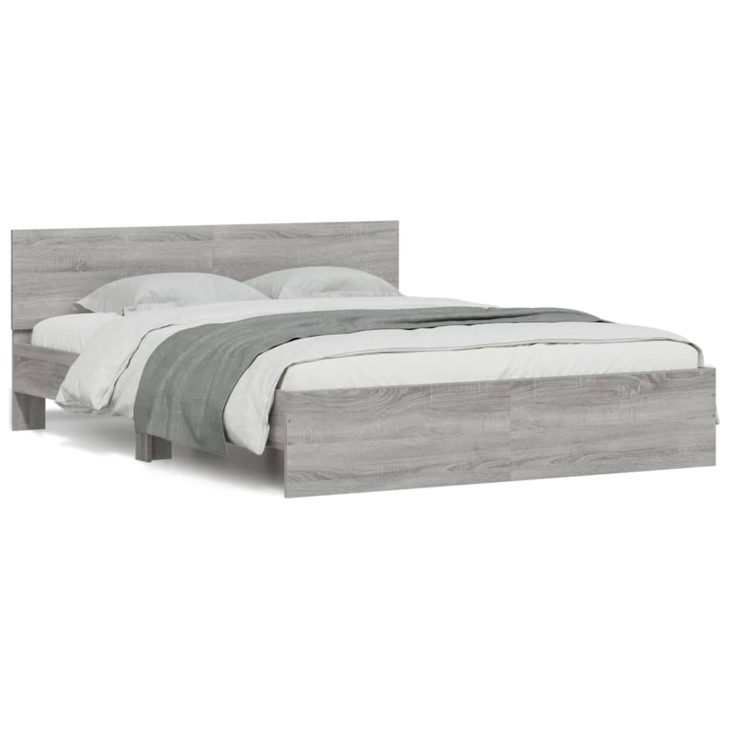 Bed Frame without Mattress Grey Sonoma 150x200 cm King Size