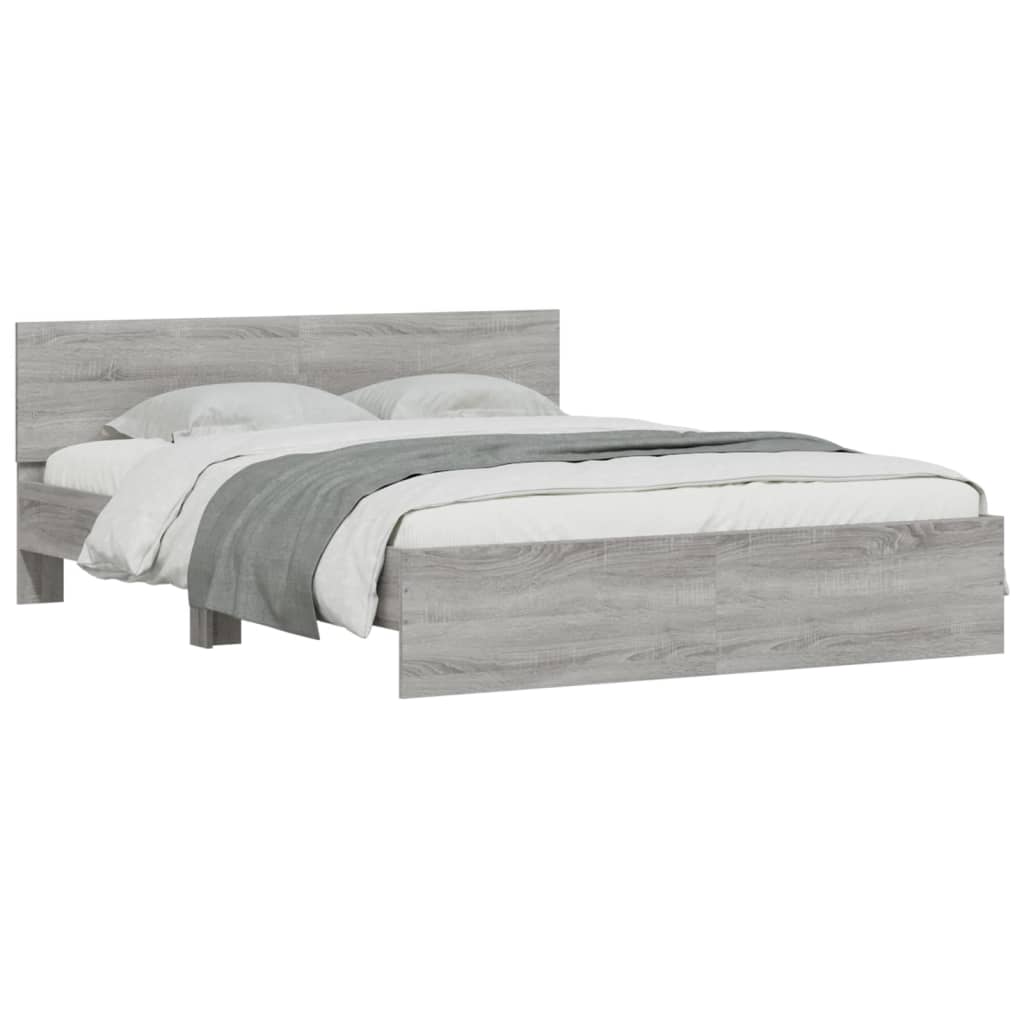 Bed Frame without Mattress Grey Sonoma 150x200 cm King Size