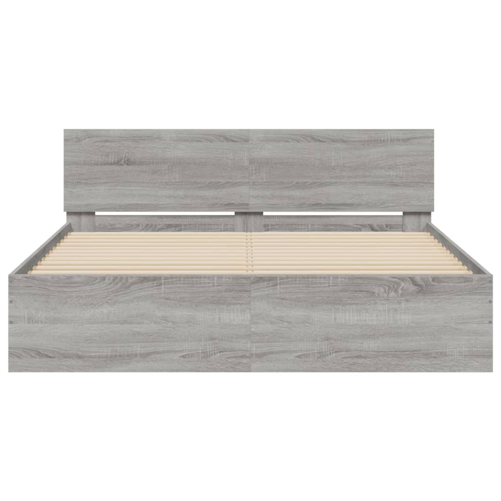 Bed Frame without Mattress Grey Sonoma 150x200 cm King Size