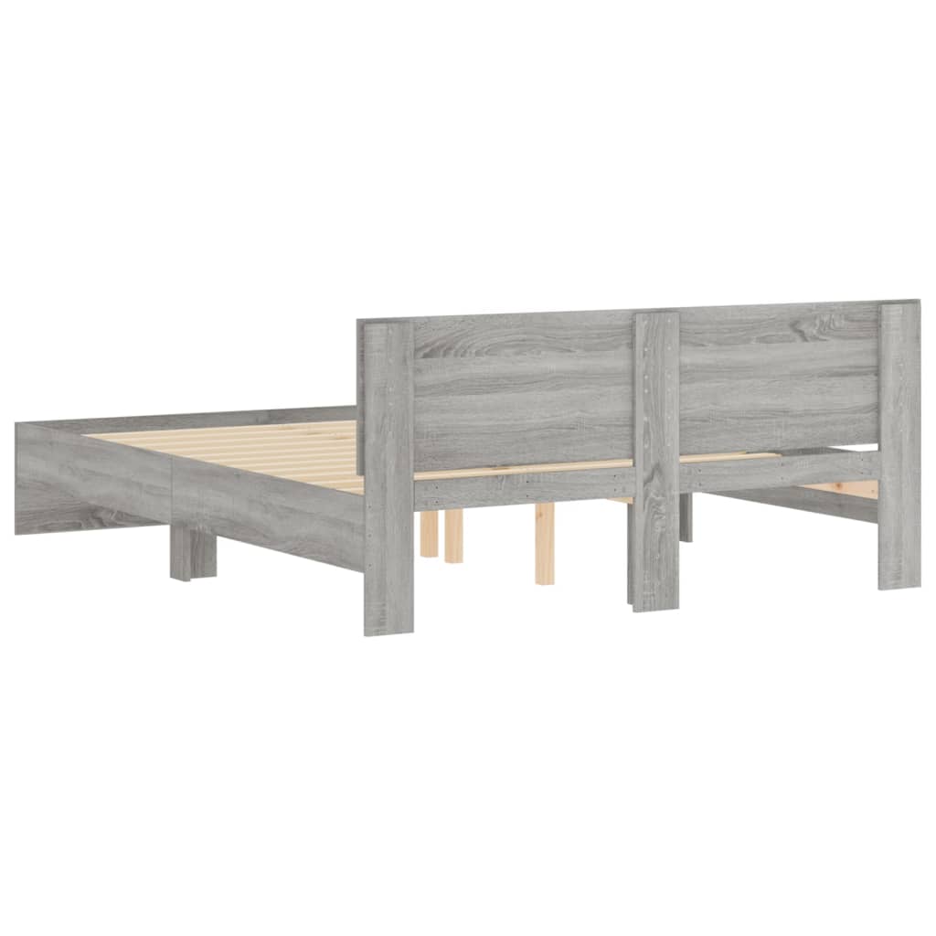 Bed Frame without Mattress Grey Sonoma 150x200 cm King Size