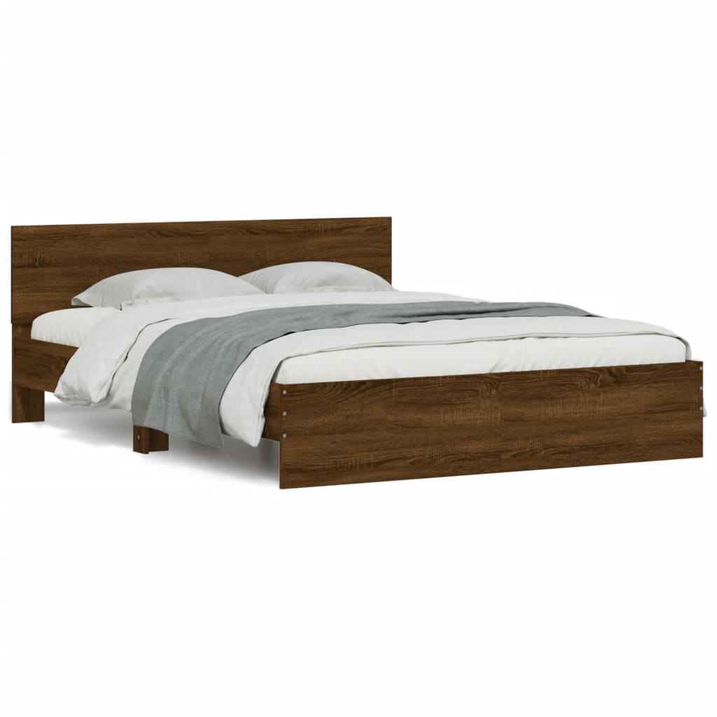 Bed Frame without Mattress Brown Oak 140x190 cm