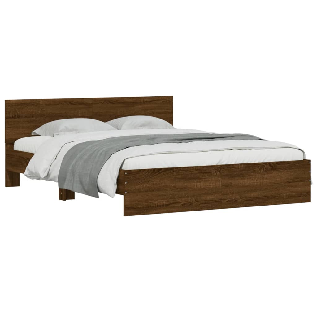 Bed Frame without Mattress Brown Oak 140x190 cm