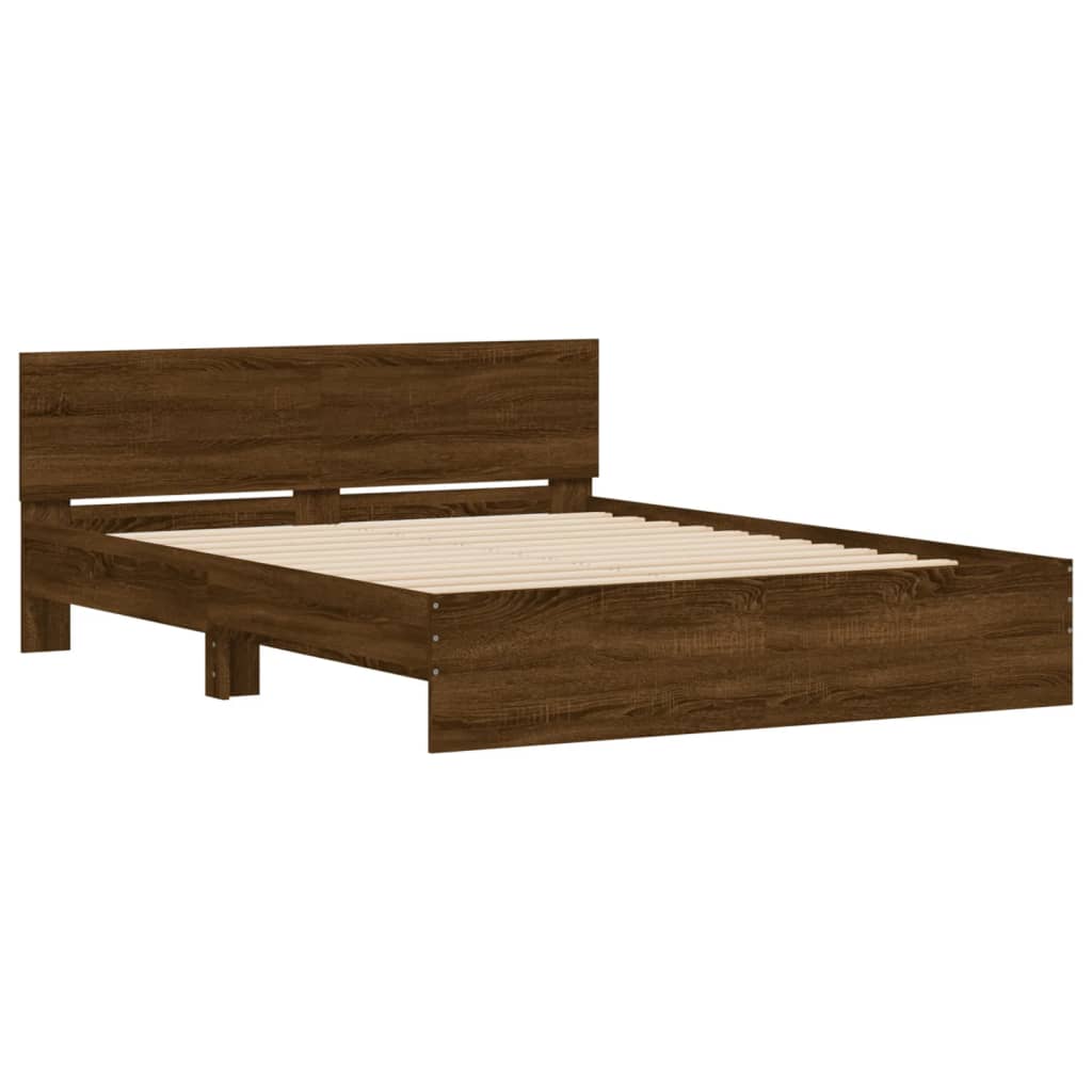 Bed Frame without Mattress Brown Oak 140x190 cm