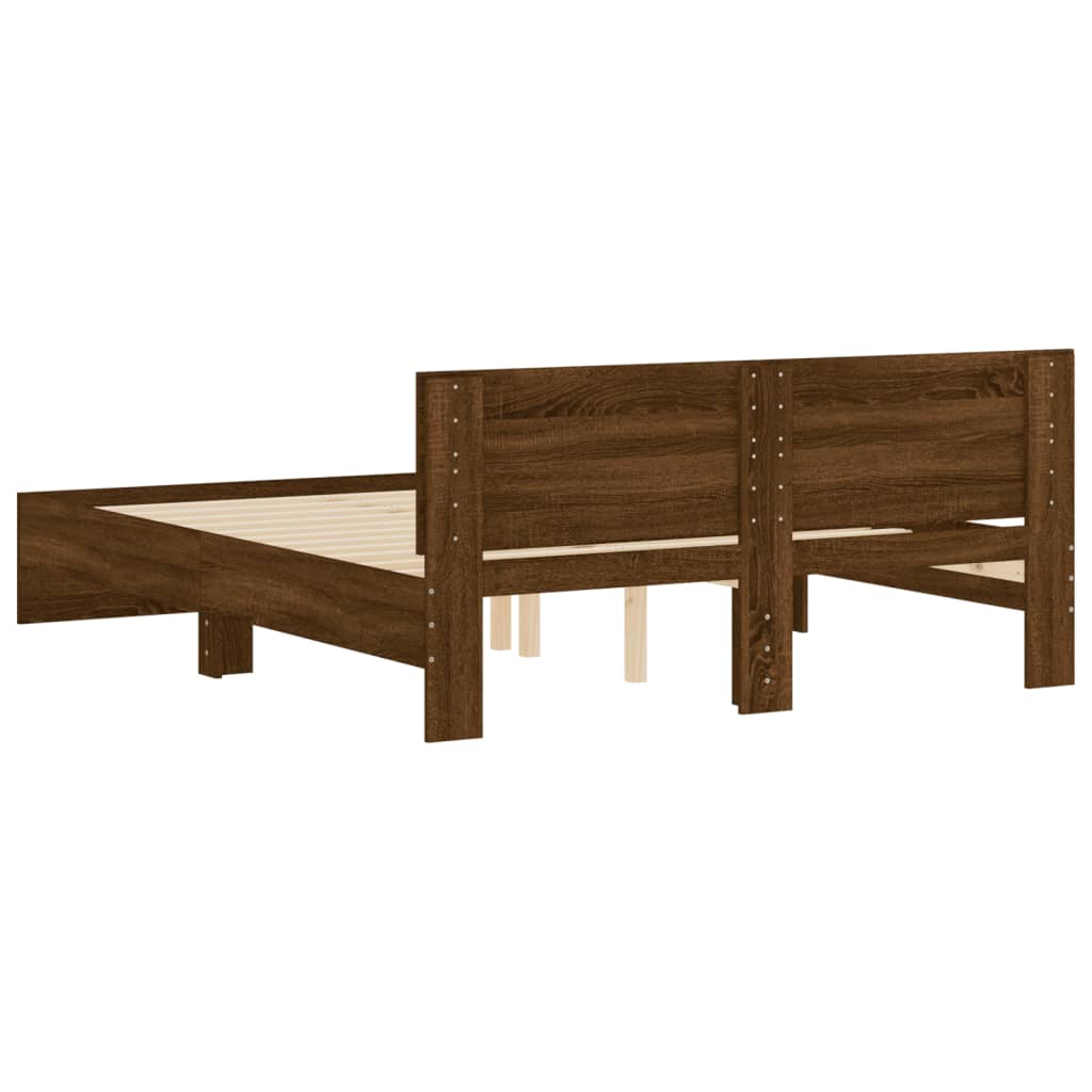 Bed Frame without Mattress Brown Oak 140x190 cm