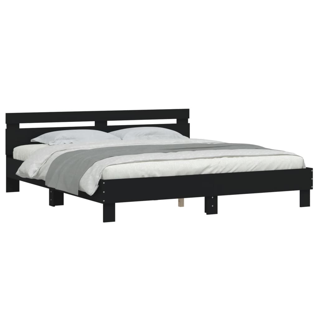 Bed Frame with LED without Mattress Black 180x200 cm Super King