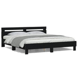 Bed Frame with LED without Mattress Black 180x200 cm Super King