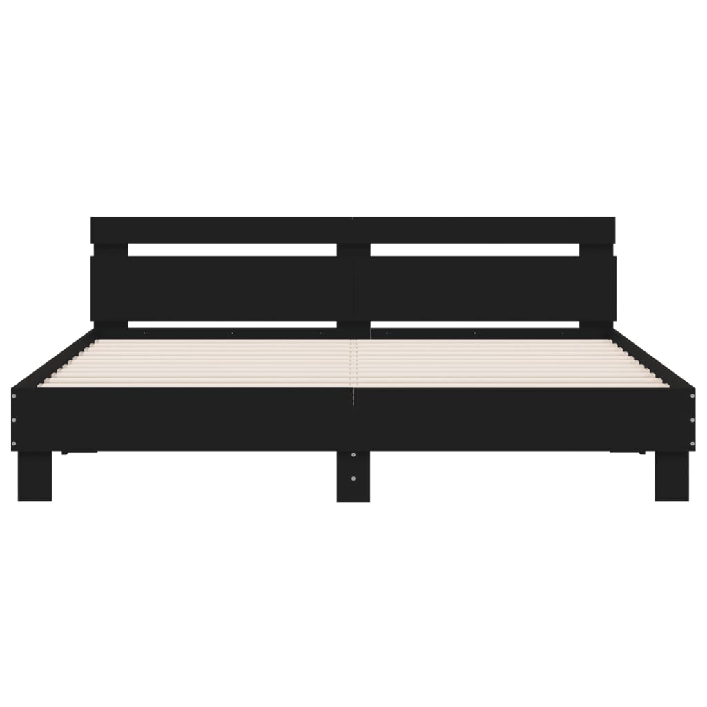 Bed Frame with LED without Mattress Black 180x200 cm Super King