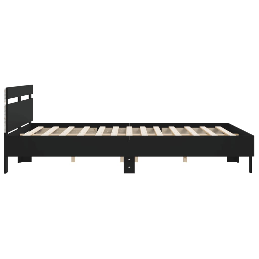 Bed Frame with LED without Mattress Black 180x200 cm Super King