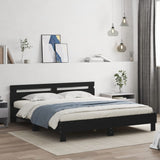 Bed Frame with LED without Mattress Black 180x200 cm Super King