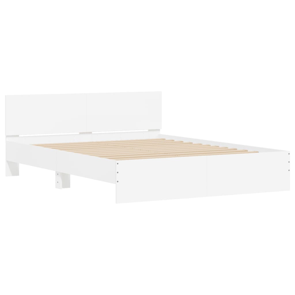 Bed Frame with LED without Mattress White 150x200 cm King Size