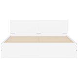 Bed Frame with LED without Mattress White 150x200 cm King Size