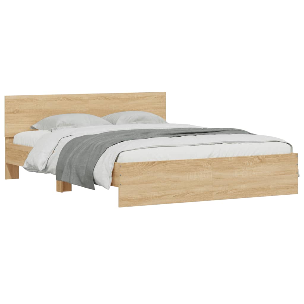 Bed Frame with LED without Mattress Sonoma Oak 150x200 cm King Size