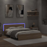 Bed Frame with LED without Mattress Sonoma Oak 150x200 cm King Size