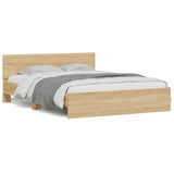 Bed Frame with LED without Mattress Sonoma Oak 150x200 cm King Size