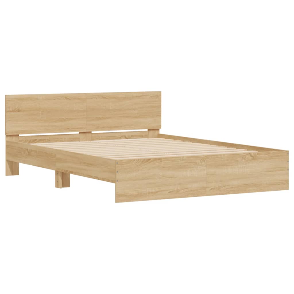 Bed Frame with LED without Mattress Sonoma Oak 150x200 cm King Size