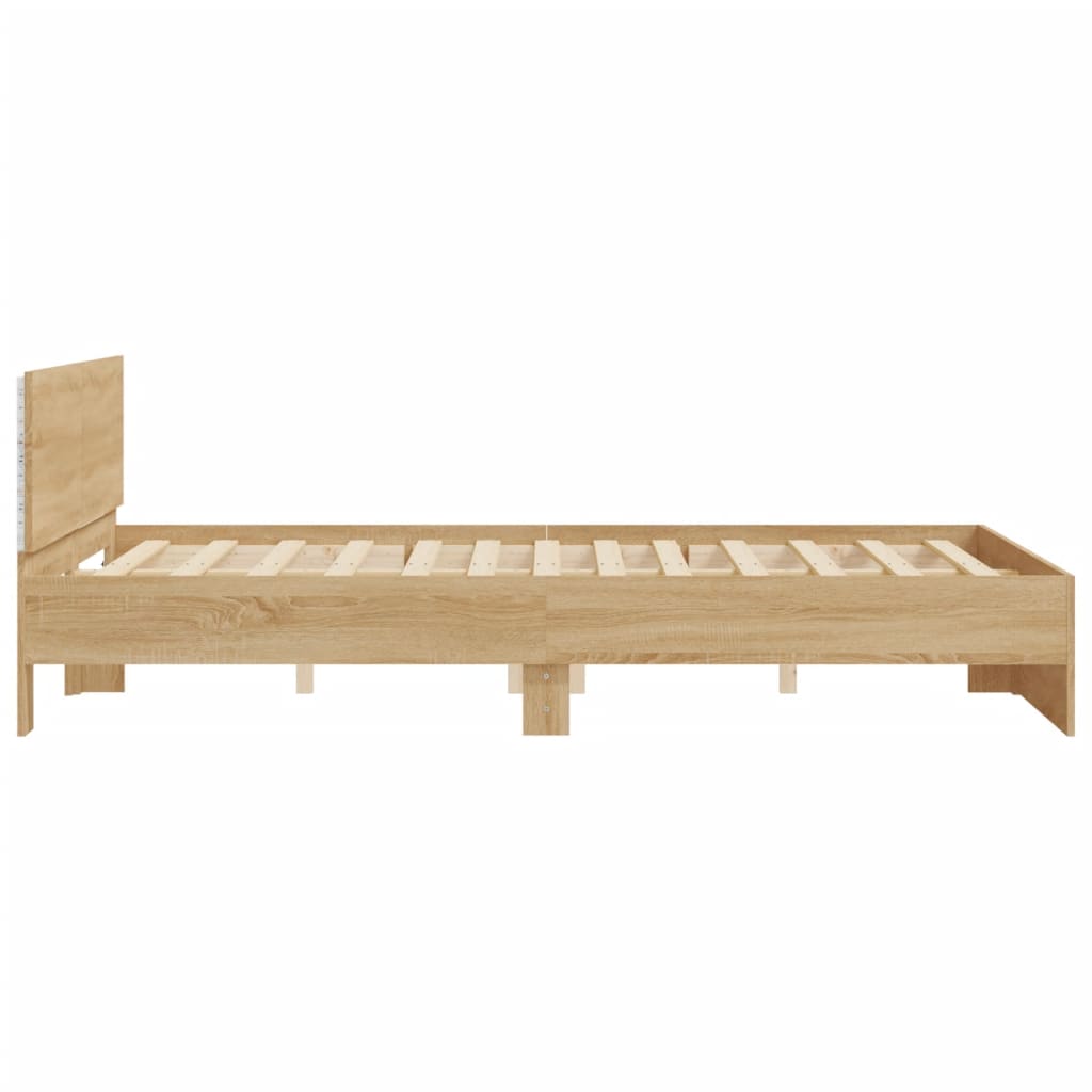 Bed Frame with LED without Mattress Sonoma Oak 150x200 cm King Size