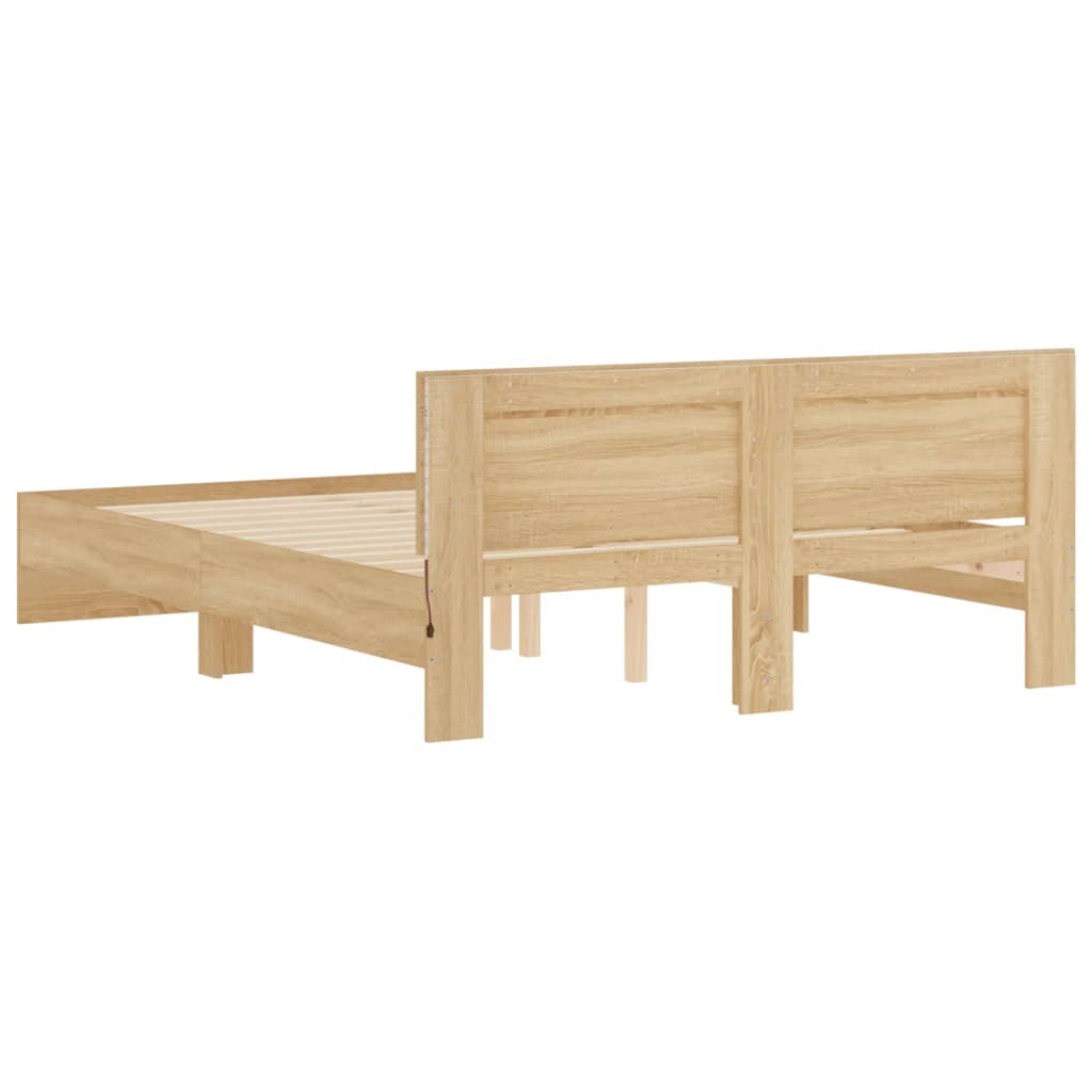 Bed Frame with LED without Mattress Sonoma Oak 150x200 cm King Size