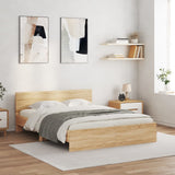 Bed Frame with LED without Mattress Sonoma Oak 150x200 cm King Size