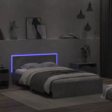 Bed Frame with Headboard and LED Concrete Grey 120x190 cm Small Double